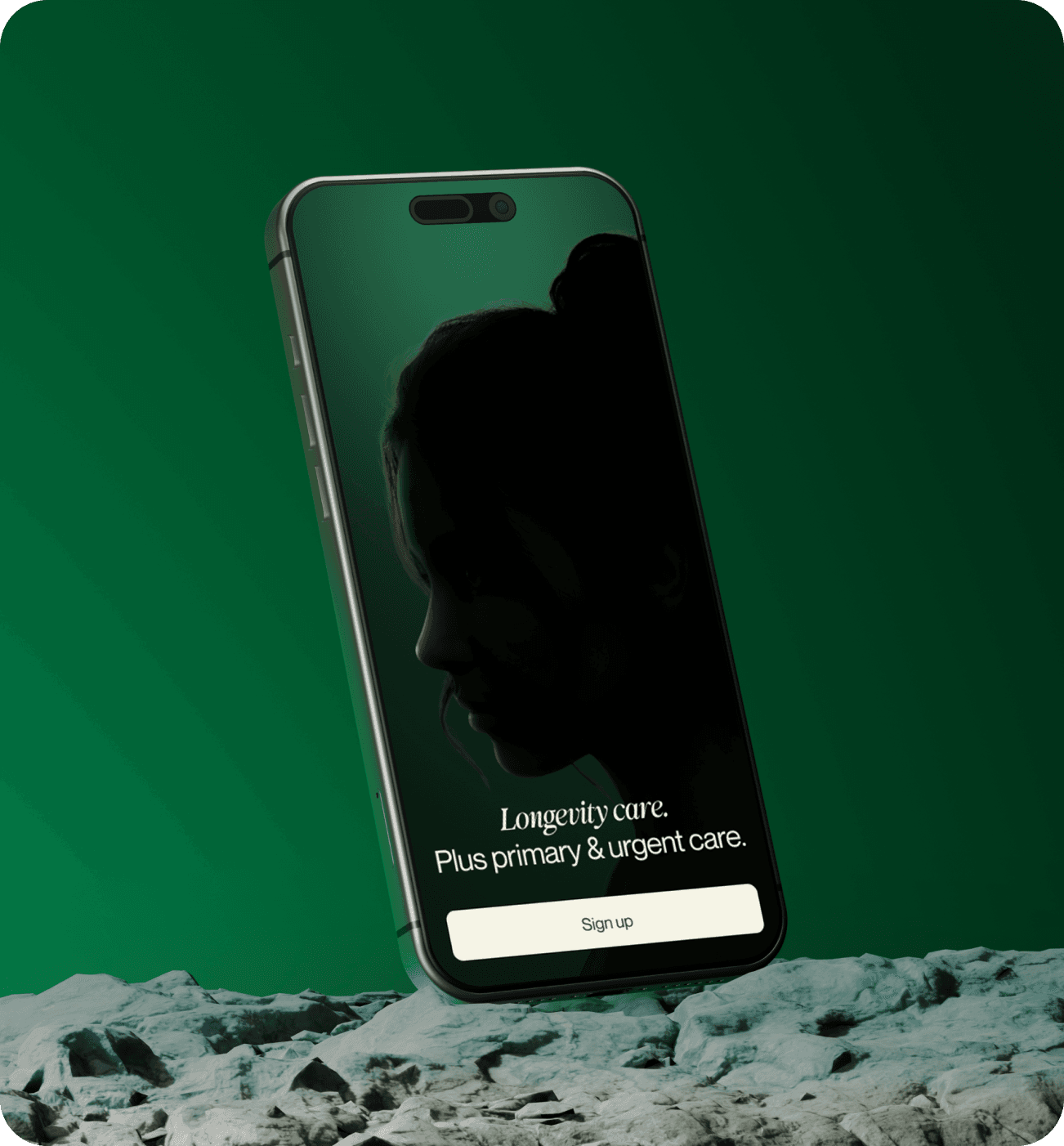 Sumero app on a phone showing longevity, primary and urgent care